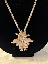 Authentic Jeep Collins Large Sterling Silver Angel Cowgirl Pendant w/box & COA