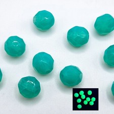 Green Opal Uranium Glass Beads 8mm Czech Fire Polished 10pcs