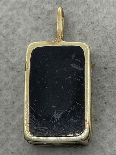 ELEGANT 14K Yellow Gold T/Tone Enamel White CZ INITIAL LETTER “M” Charm Pendant - Picture 5 of 22