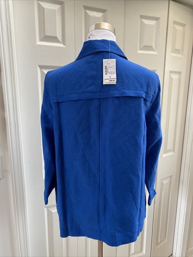 NWT Christopher & Banks Blue 3/4 Sleeve Linen Top Jacket M $49.95 - Picture 3 of 8