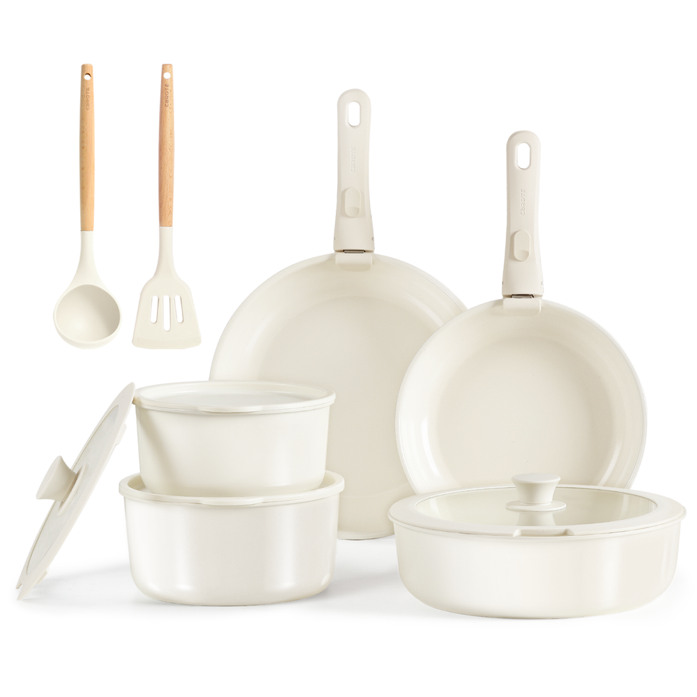 CAROTE 13-Piece Ceramic Cookware Set, Detachable Handle Pots and Pans Set