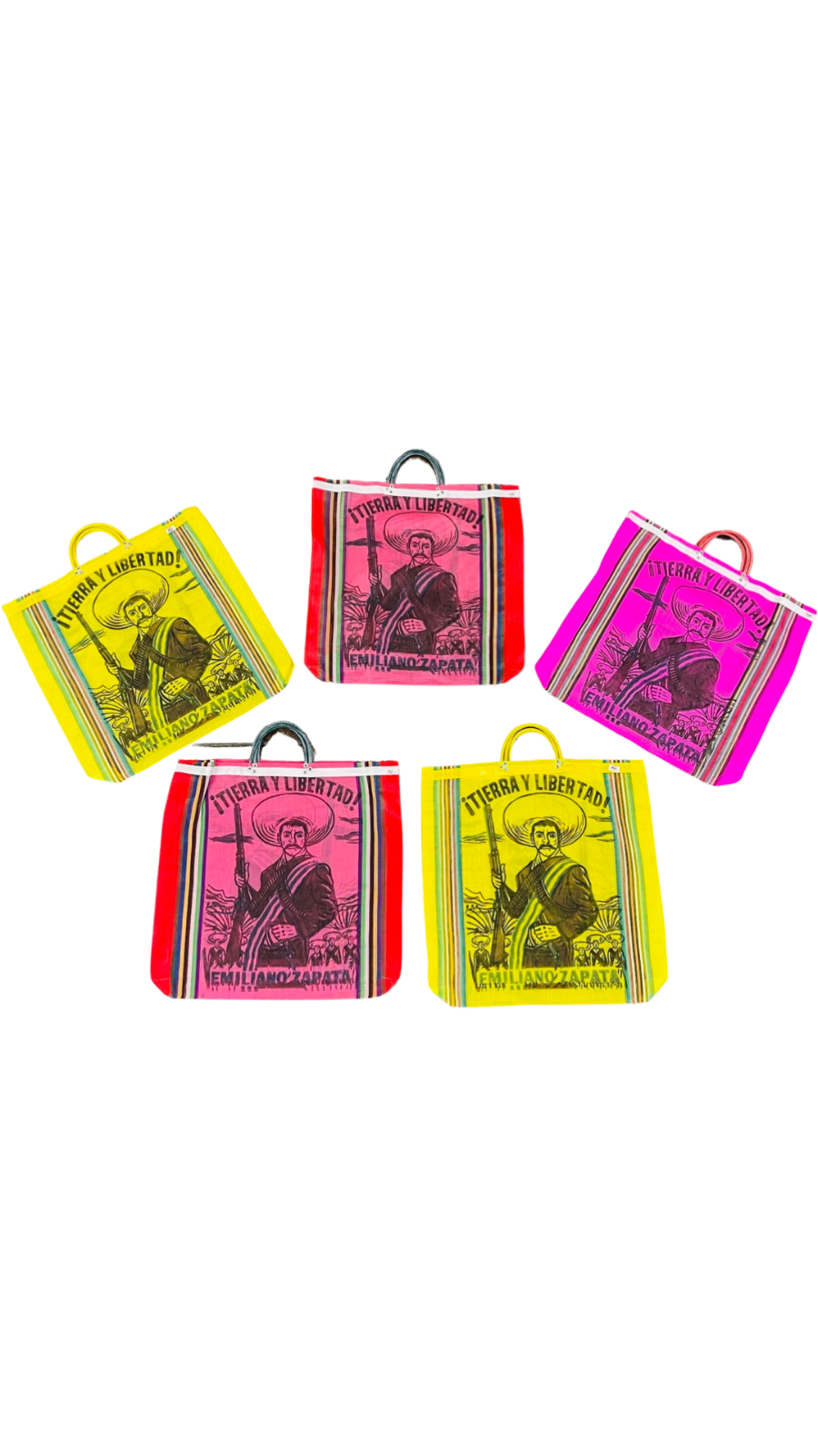 5Pack Emiliano Zapata Market Mesh Bags Handcrafted, 18"X18", Made in
