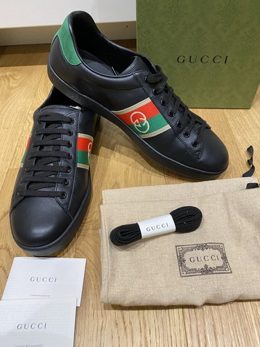 GUCCI INTERLOCKING G WEB ACE Trainer Sneaker Scarpe Nero UK 10 EU 44 NUOVI  | eBay