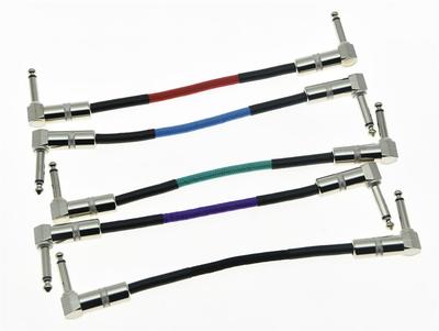 5-Pack Right Angle 20cm Mono Guitar Effect Pedal Cable Effects Patch Cord
