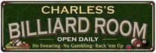 CHARLES'S Billiard Room Sign Green Metal Game Room Gift Decor 106180106011