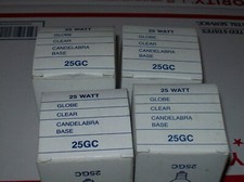 4 - 25-Watt Clear Globe Bulbs w/Candelabra Base -25GC