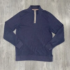 The Normal Brand Sweater Men’s Medium 1/4 Zip Mock Neck Cotton Blend Navy Soft