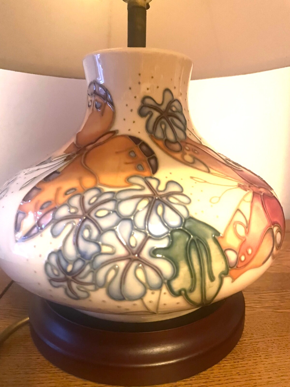 moorcroft lamp with butterfly design with original silk shade eBay