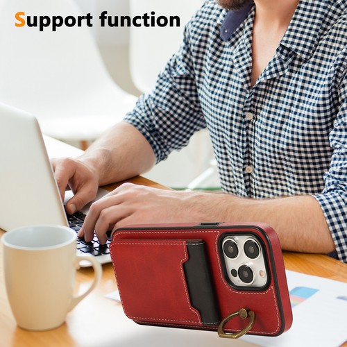 Für iPhone 16 16 Pro Max 15 Retro Kartenhalter Ständer Schutzhülle mit Band  - Bild 10 von 16