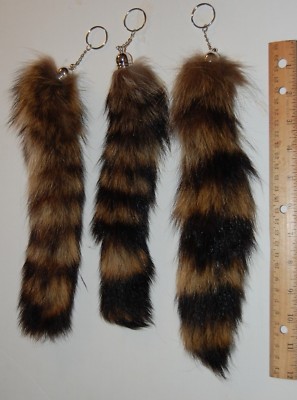 Raccoon Tail Key Chain Crafts Fly Tying Beaver Pelt Fur Hide