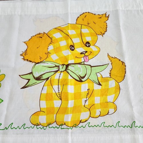 Valance Curtain Handmade RETRO MCM Checkered Puppy TWO "31 X 24" Panel Nursery - Picture 2 of 11