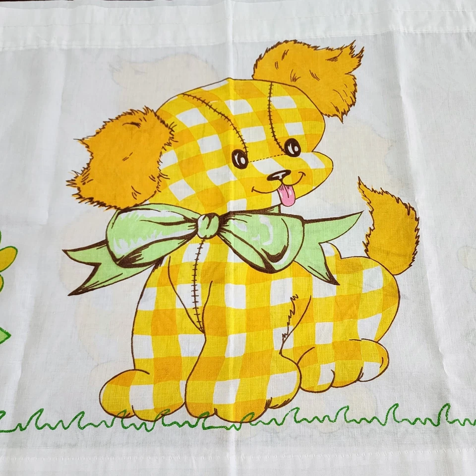 Cortina Cenefa Hecha a Mano RETRO MCM Cachorro A Cuadros DOS "31 X 24" Panel Guardería  Foto 2 de 4