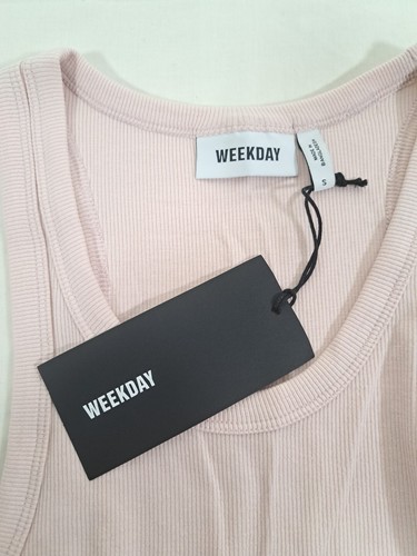 WEEKDAY Ribbed Tank Top Trägershirt Dusty Pink Sleeveless Close Slim Fit Size Small - Bild 12 von 18