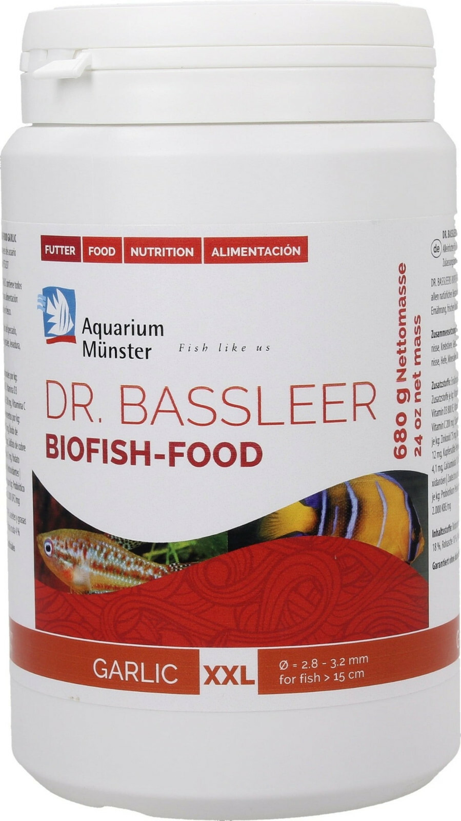 Dr.Bassleer Biofish Food garlic XXL granulés ail aquarium 680g