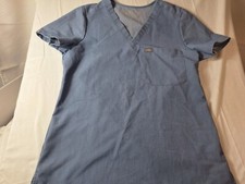 FIGS Technical Collection Scrub Top Womens Sz S Light Blue V-Neck Medical