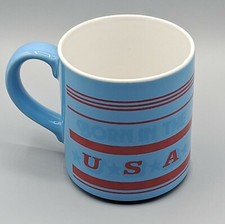 Mt Clemens Pottery Born In The USA Mug Blue Red Patriotic America Veteran Gift 