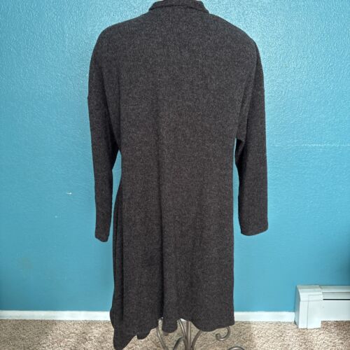AnyBody Open Cardigan Sweater Duster Plus Sz 1X Long Cloak Charcoal Black Gray - Picture 3 of 7