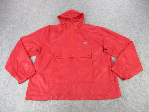 VINTAGE Lacoste Jacket Mens Large Red Green Izod Windbreaker Croc Hoodie Coat