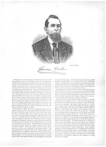 SIMON DECKER,HAVANA,NY.1879 11.7" x 8.3" PROMINENT BIOGRAPHY SKETCH*am1