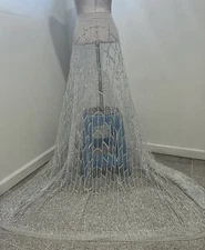 Silver White Rhinestones Sprinkle Glitter lace fabric 50" width Sold By The Yard