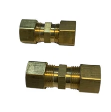 2PK Water & Pneumatic Plumbing 1/4 Compression Tube Size Brass Union Connector