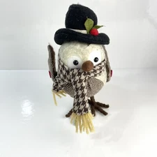 READ Target Spritz Bird 8” Christmas Bird With Top Hat Scarf And Holly Gray