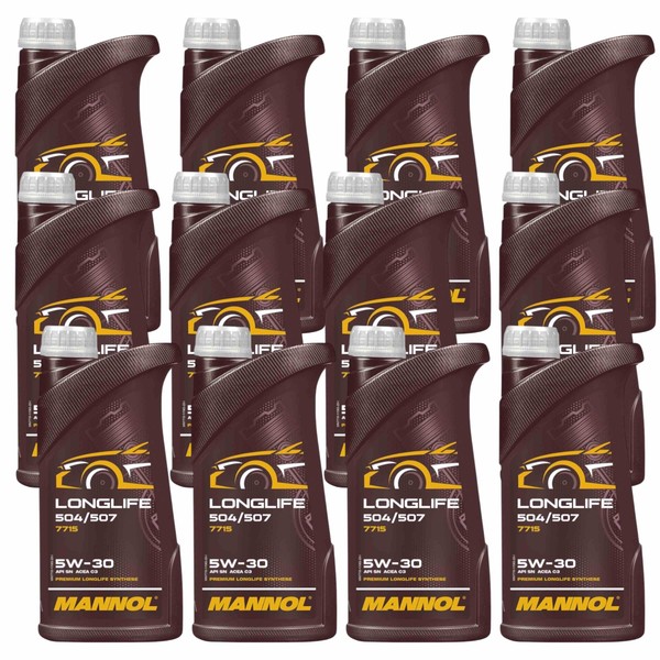 12X1 Liter Mannol Longlife 504/507 5W-30 MotoröL API SN Acea C3 7715 Synthetic-image
