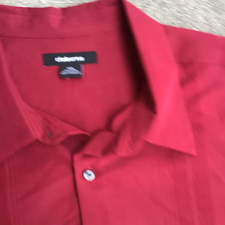 Claiborne Cuban Guayabera Style Button Up Shirt Men 2XL Red - Image 4 of 4