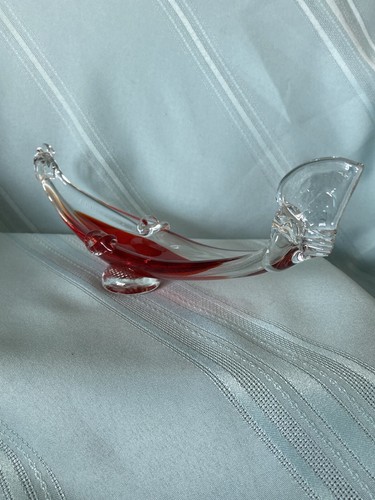 Vintage “Viking Glass” Hand Blown Art Gondola Dish / Ash Tray. Red Cased Glass - Picture 4 of 12