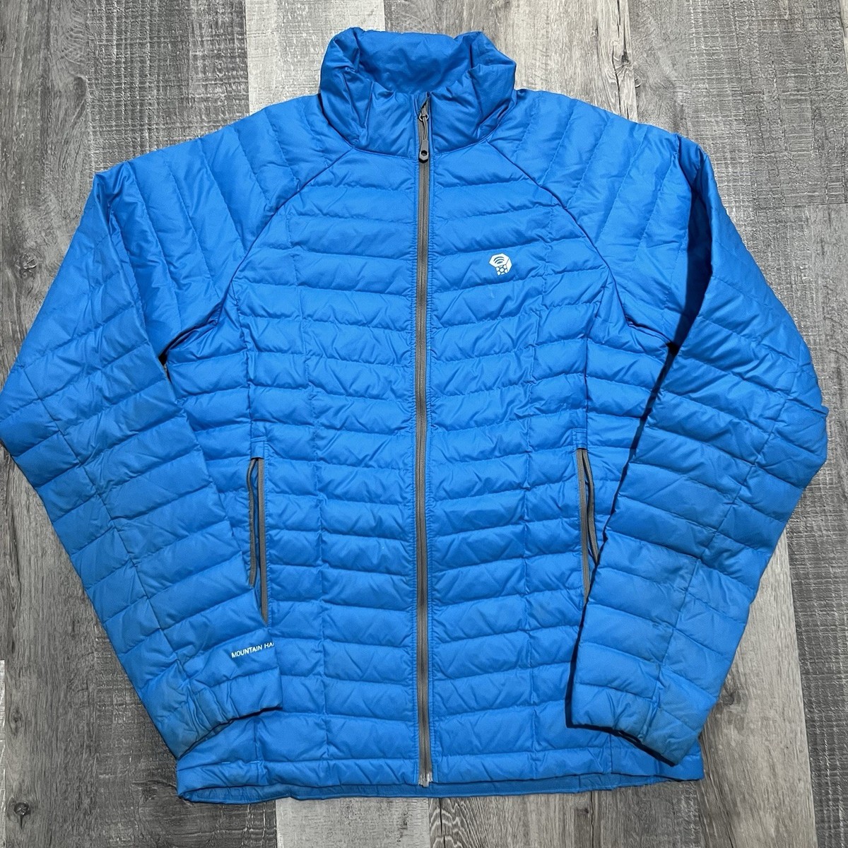 Mountain Hardwear Down Puffer Jacket Blue Full Zip Small Outdoor Hike Nylon  Ski