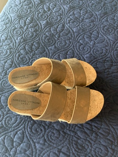 Adrienne Vittadini Womens Cara Brown Wedge Heel Slide Sandals Sz 8.5 M - Picture 8 of 11