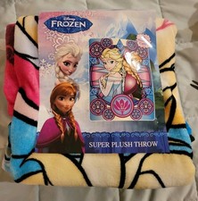 NWT DISNEY FROZEN ANNA AND ELSA PLUSH THROW BLANKET 48 X 60