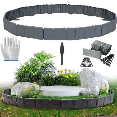 20-100PCS Non-Digging Landscape Edging Gray Lawn Garden Gray DIY Edging Border