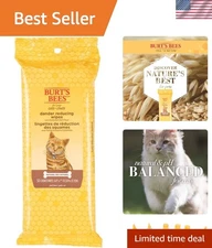 All-Natural Cat Dander Wipes - Allergy Relief & Coat Conditioner - 50 Count
