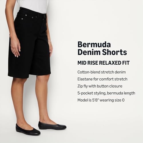 Amazon Essentials Women's Relaxed-Fit Mid-Rise Long Jean Shorts AEWM30548M26