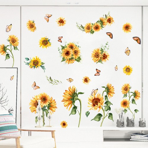 2 Hojas Tatuaje Pared Girasol Pared PVC Pegatina Pared Pegatinas Pared Extraíbles - Imagen 10 de 12