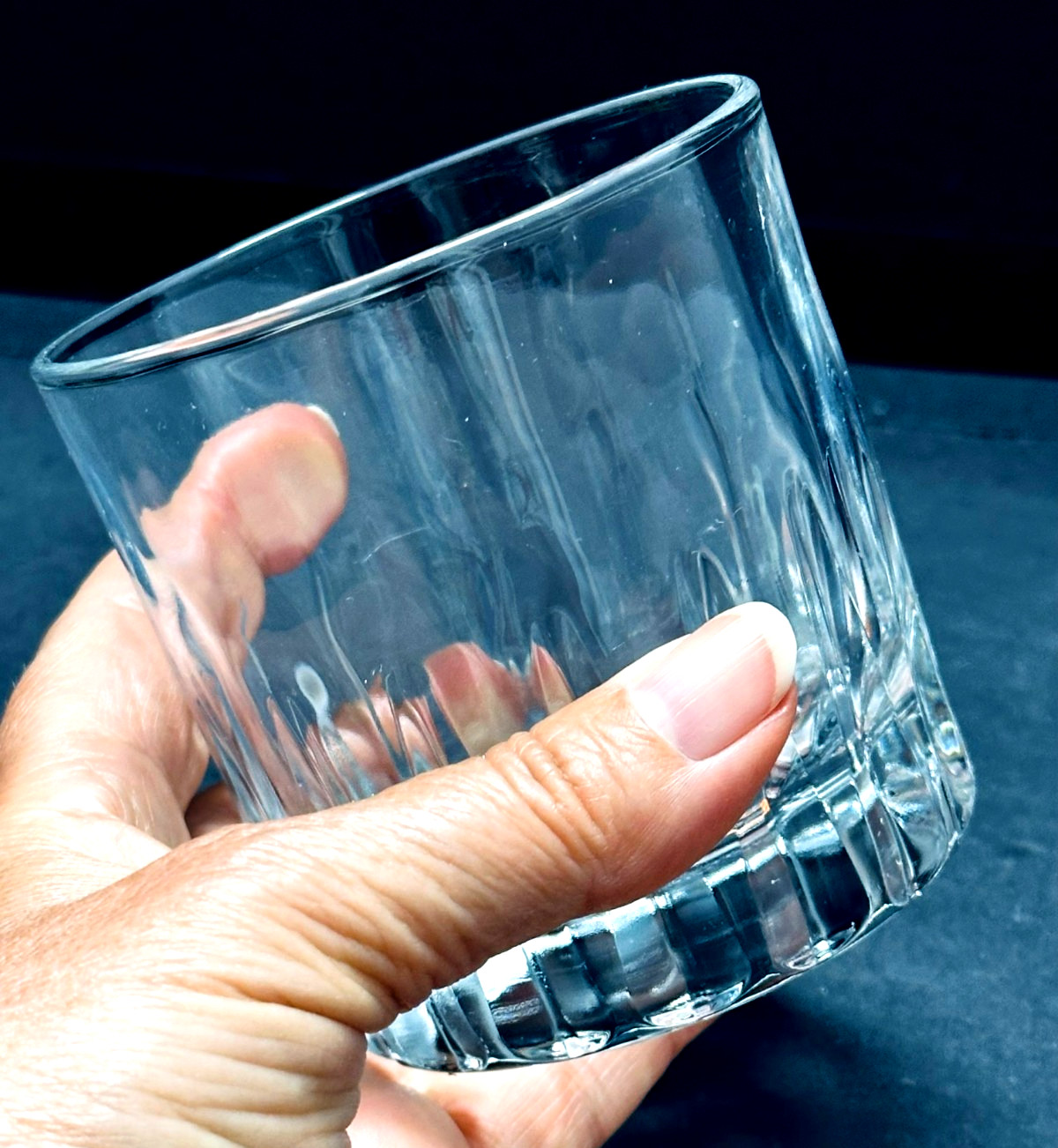 Vintage Set 2 CRISA Signed Clear Glass Whiskey Rocks Bourbon Double Old Fashion