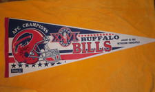 VINTAGE Super Bowl XXVI Pennant ~ 1992 BUFFALO BILLS ~ ANDRE REED AUTOGRAPH
