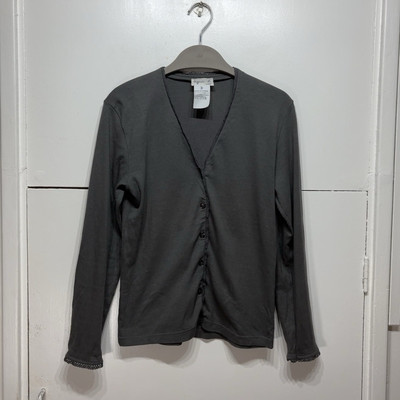 Agnes B Strickjacke Grau Baumwolle Kaschmirmischung Spitze Langarm Gr. 3 Damen ''