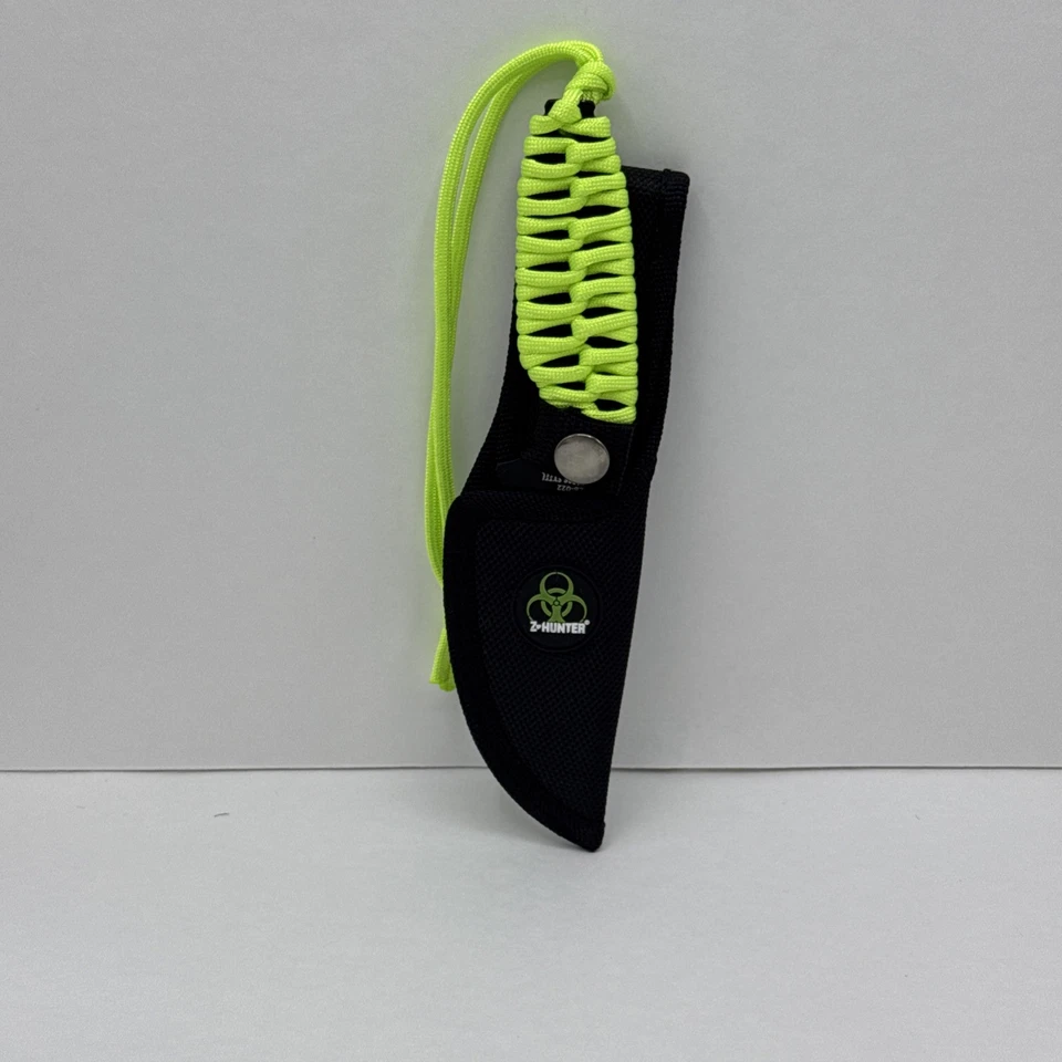 "Cuchillo de hoja fija Z-Hunter 7"" mango envuelto en cable verde con funda ZB-022" Foto 4 de 4
