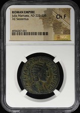 Julia Mamaea, AD 222-235 ROMAN EMPIRE AE Sestertius NGC Ch F