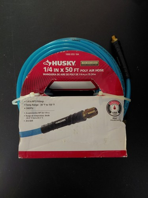 #ad Husky 1 4 in x 50 ft Poly Air Hose Blue Male Thread 1000 055 184 $14.59