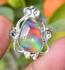Natural Aurora Opal 925 Sterling Silver Ring SIZE 7.5 US Beautiful Women Ring