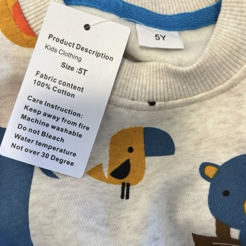 NWT Boys 5T Crewneck Sweatshirt (Cream With Safari Animals) - Picture 5 of 5