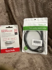 ScanDisk Ultra Duel Drive Luxe 64 GB USB Type C & QianLink Digital Cable USB-C