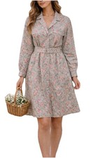 Vtg 80 s NOS Laura Ashley Great Britain Cottage Core Floral Belted Shirt Dress 6