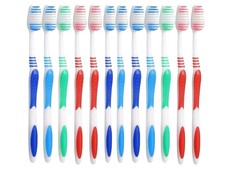 12-Count Extra Hard and Firm Bristle Adult Toothbrush Bulk Huge Head Bristle ...