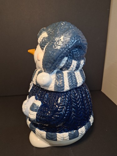 Adorable Blue Snowman Cookie Jar By Kitchen Traditions . - Picture 6 of 10