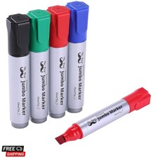 Jumbo Permanent Markers, 4 Pack, Assorted Color, Chisel Tip, Wide Tip, Large,...