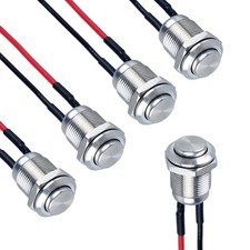 5PCS 12mm Momentary Waterproof Push Button Switch High Round Head 12V/24V/250V